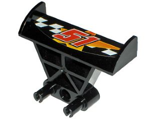 Vehicle, Spoiler 3 x 4 x 6 with Red '51' and Checkered Pattern (Sticker) - Set 8651