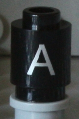 Brick, Round 1 x 1 with Silver Capital Letter A Pattern on Both Sides