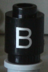 Brick, Round 1 x 1 with Silver Capital Letter B Pattern on Both Sides
