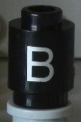 Brick, Round 1 x 1 with Silver Capital Letter B Pattern on Both Sides