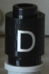 Brick, Round 1 x 1 with Silver Capital Letter D Pattern on Both Sides
