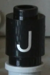 Brick, Round 1 x 1 with Silver Capital Letter J Pattern on Both Sides