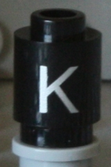 Brick, Round 1 x 1 with Silver Capital Letter K Pattern on Both Sides