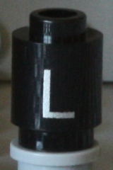 Brick, Round 1 x 1 with Silver Capital Letter L Pattern on Both Sides