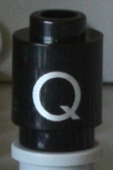 Brick, Round 1 x 1 with Silver Capital Letter Q Pattern on Both Sides