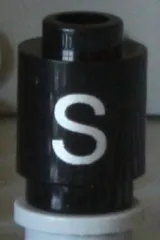 Brick, Round 1 x 1 with Silver Capital Letter S Pattern on Both Sides