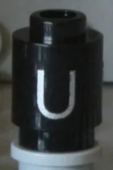 Brick, Round 1 x 1 with Silver Capital Letter U Pattern on Both Sides