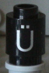 Brick, Round 1 x 1 with Silver Capital Letter U with Diaeresis (Ü) Pattern on Both Sides