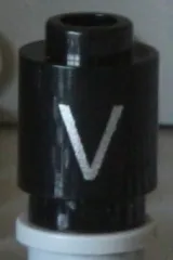 Brick, Round 1 x 1 with Silver Capital Letter V Pattern on Both Sides