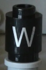 Brick, Round 1 x 1 with Silver Capital Letter W Pattern on Both Sides