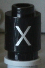 Brick, Round 1 x 1 with Silver Capital Letter X Pattern on Both Sides
