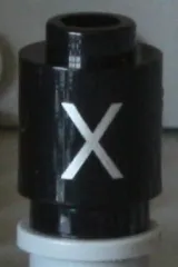 Brick, Round 1 x 1 with Silver Capital Letter X Pattern on Both Sides