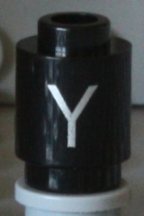 Brick, Round 1 x 1 with Silver Capital Letter Y Pattern on Both Sides