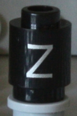 Brick, Round 1 x 1 with Silver Capital Letter Z Pattern on Both Sides