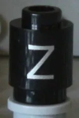 Brick, Round 1 x 1 with Silver Capital Letter Z Pattern on Both Sides