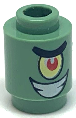 Brick, Round 1 x 1 with SpongeBob Plankton Character Smile Pattern