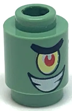 Brick, Round 1 x 1 with SpongeBob Plankton Character Smile Pattern