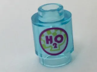 Brick, Round 1 x 1 with Magenta 'H2O' and Circle with Lime and White Checkered Pattern