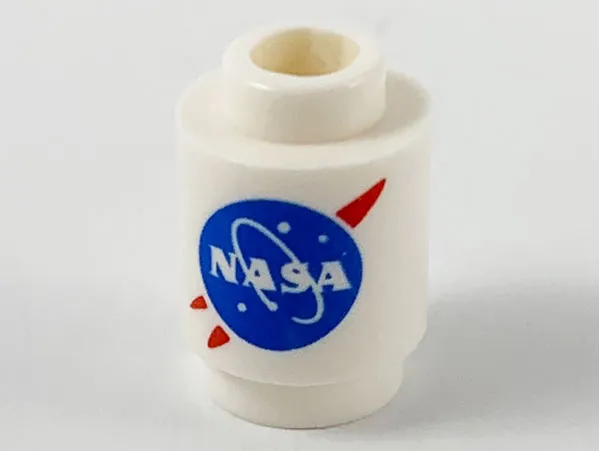 Brick, Round 1 x 1 with Blue and Red NASA Logo Pattern