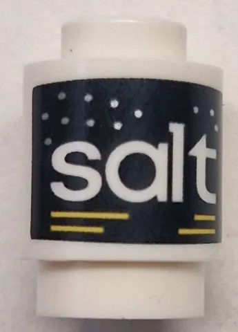 Brick, Round 1 x 1 with Yellow Lines and White 'salt' and Spots on Black Background Pattern