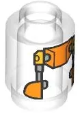 Brick, Round 1 x 1 with SW RJ-83 Droid Body, Orange, Bright Light Orange and Silver Pattern