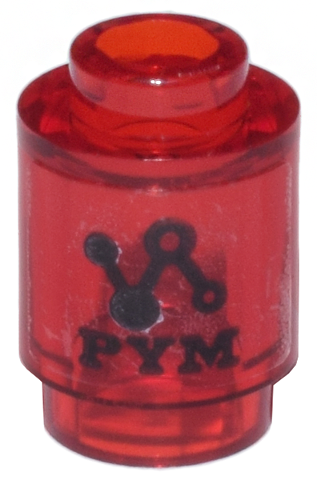 Brick, Round 1 x 1 with Black Circuitry 'PYM' Logo Pattern (Sticker) - Set 76269