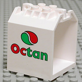 Container, Box Open Ended 4 x 4 x 4 with 1 Locking Hinge Finger on Each End with Octan Logo Pattern