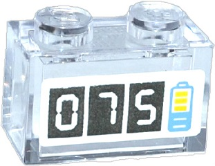 Brick 1 x 2 without Bottom Tube with '075' and Battery Charge Pattern (Sticker) - Set 41091
