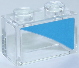 Brick 1 x 2 without Bottom Tube with Dark Azure Triangle Pattern Model Left Side (Sticker) - Set 40252