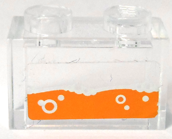 Brick 1 x 2 without Bottom Tube with Orange Water and Bubbles Pattern (Sticker) - Set 70317