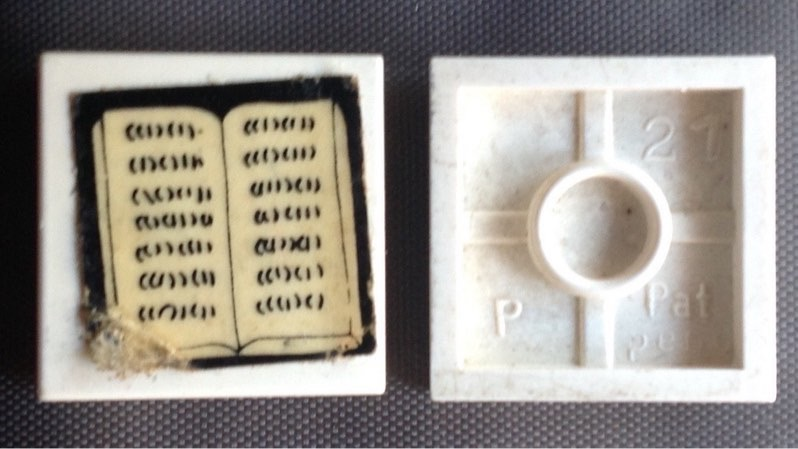 Tile 2 x 2 without Groove with White Open Book on Black Background Pattern (Sticker) - Sets 294 / 296