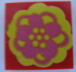 Tile 2 x 2 without Groove with Pink and Yellow Flower Pattern (Sticker) - Set 293