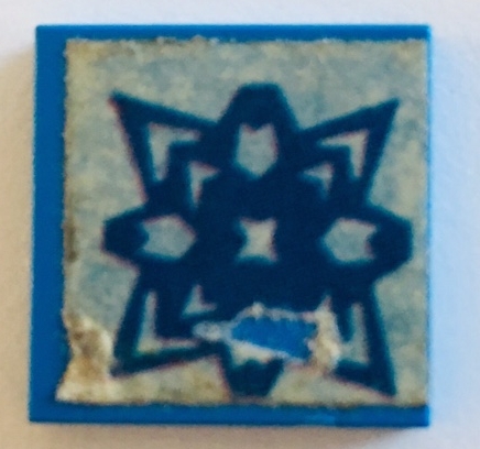 Tile 2 x 2 without Groove with Blue Geometric Pattern (Sticker) - Set 261-4