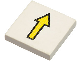 Tile 2 x 2 with Arrow Thin Yellow with Black Border Pattern