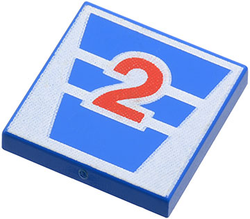 Tile 2 x 2 with Red Number 2 on White Stripes Pattern