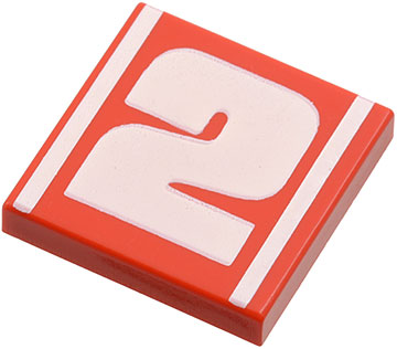 Tile 2 x 2 with Number  2 Bold White and Stripes Pattern