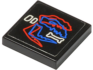 Tile 2 x 2 with Dinosaur Skeleton and Bone Pattern (Sticker) - Sets 1737 / 5129 / 6854 / 6856 / 6899 / 6938 / 6958 / 6982