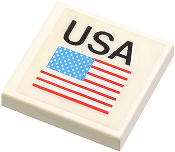 Tile 2 x 2 with 'USA' and United States of America Flag Pattern (Sticker) - Set 1682