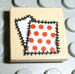 Tile 2 x 2 with White/Red Dots Patch Pattern (Sticker) - Sets 2879 / 5909 / 5948
