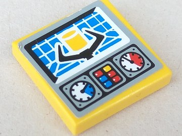 Tile 2 x 2 with Gauges and Crane Grab Pattern (Sticker) - Set 8250