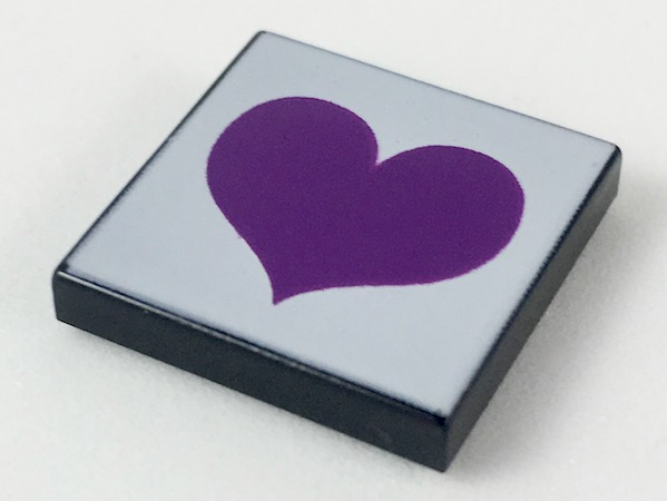Tile 2 x 2 with Purple Heart on Light Violet Background Pattern
