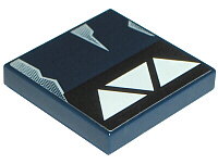 Tile 2 x 2 with White Triangles on Black Stripe and Wear Marks Pattern Model Left Side (Sticker) - Sets 7256 / 7283
