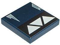 Tile 2 x 2 with White Triangles on Black Stripe and Wear Marks Pattern Model Right Side (Sticker) - Sets 7256 / 7283