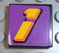 Tile 2 x 2 with Number  1 Yellow on Purple Background Pattern (Sticker) - Set 2854