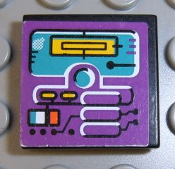 Tile 2 x 2 with Turquoise Screen on Purple Background Pattern (Sticker) - Sets 3038 / 8266