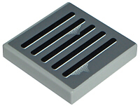 Tile 2 x 2 with Black Grille and Wear Marks on Dark Bluish Gray Background Pattern Model Right Side (Sticker) - Sets 7256 / 7283