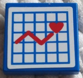 Tile 2 x 2 with Hospital Graph with Heart Pattern (Sticker) - Sets 5874 / 5875 / 5876