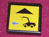 Tile 2 x 2 with Black Car and Blue Arrow Left Pattern (Sticker) - Set 8480