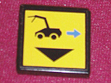 Tile 2 x 2 with Black Car and Blue Arrow Right Pattern (Sticker) - Set 8480