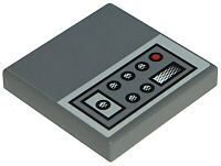 Tile 2 x 2 with SW Jedi Starfighter Control Panel with Buttons on Light Bluish Gray Background Pattern Model Left Side (Sticker) - Sets 7256 / 7283